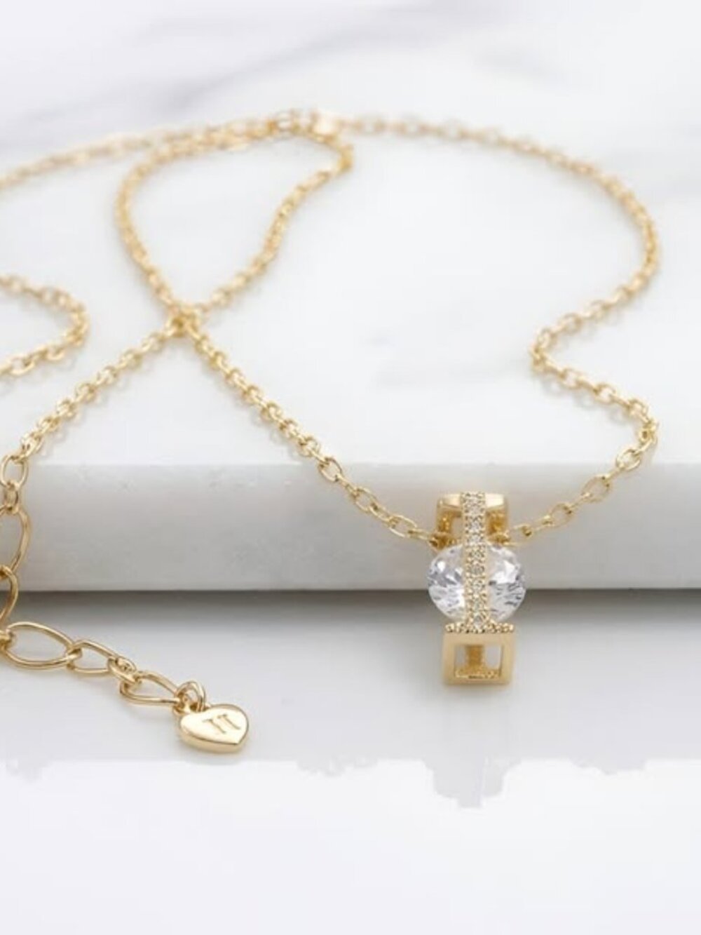 Gold Tone Initial Necklace Cubic Zirconia Letter Necklaces for Women | Alphabet